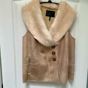 Buffalo Suede Like Vest with Faux Fur Collar.